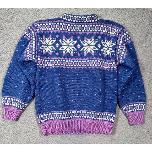 Vintage Icelandic Design Sweater Hand Knit Norwegian Wool Women's Small Grandma - Picture 8 of 9